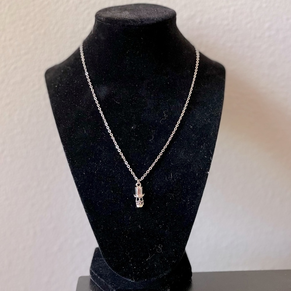 Handmade Skeleton in Top Hat Necklace